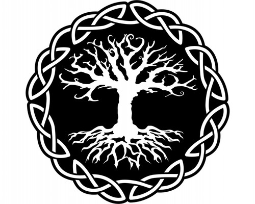 Aufkleber yggdrasil mit knoten - mit,
