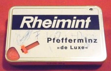 Alte Dose , Blechdose , Bonbondose , Rheimint Pfefferminz de Luxe 30 g , 8 x 5cm