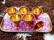 Art Deco Likör Service Wawel Porzellan Polen 6 Likörgläser Tablett Antik Gold