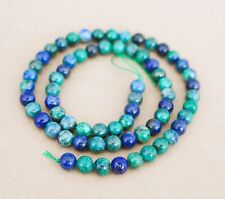 6mm Natur  Chrysokoll- und Lapislazuli - Edelstein Kugle Strang ,39 cm (KMN-90 )