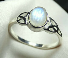 Mondstein Ring 925 Sterling Silber Gr. 50 - 69 keltischer Knoten Feen Elfenring