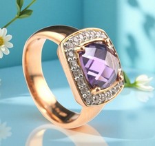 GJ69 * AMETHYST  FACETT  COCKTAIL EDELSTEIN RING (18)  925er SILBER ROSE`