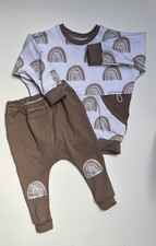 Handmade Set Oversized Pulli Slim Harem Regenbogen Taupe 86