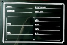 Stalltafel, Boxenschild