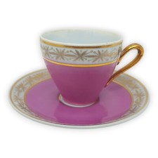 Sammeltasse Mokkagedeck PM Martinroda Porzellan 2Tlg Tasse Untertasse Lila Gold