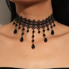Gothic Choker Halskette mit Perlenanhängern Sexy Erotik Geschenk Damen Frau