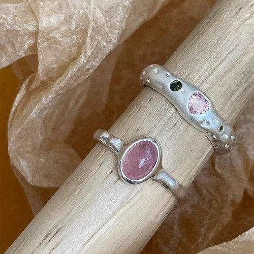 Ringe mit rosa stein herz - –,