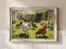 Cottage Garden Hens Wandbild -