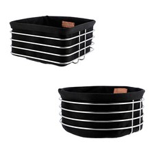 Meisterkoch Brotkorb Obstkorb 2 in 1 | Edelstahl & Stoff Schwarz | eckig & rund 