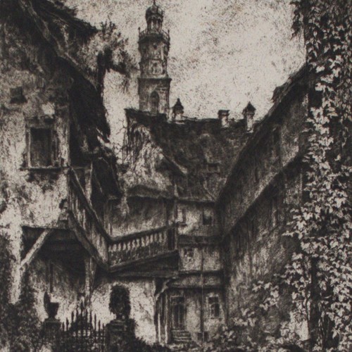 Radierung garten - radierung,