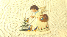 Christbaumbehang/-schmuck Zinnfigur Engel mit Vögeln beids.handbem. 6cm neuwert.