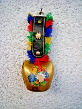 alte schöne Wanddeko Kuhglocke Ziegenglocke mit Lederband.L-14 cm.