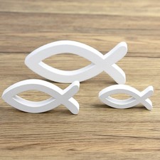 6er Set Deko Fisch Weiß aus