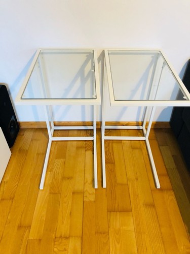 Laptoptische weiß glas - 2x, weiß/glas