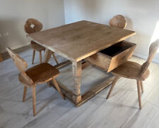Alter bayerischer Jogltisch aus Massivholz mit vier Stühlen und Eckbank