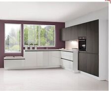 DESIGO STAR große Einbauküche grifflosküche Ulme Nb. caruba / weiss Hochglanz