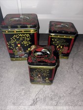 3teiliges Teedosen Set Vorratsdosen Metall Vintage 10,5cm - 7cm