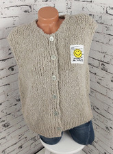 Italy Damen  Strick Weste,Boucle`,Ärmellos,Kurz,Beige,bis gr.42/44,Oversized,NEU