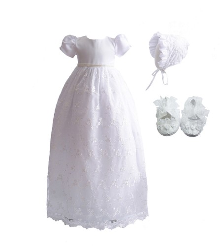 Langes spitze taufkleid haube - ,