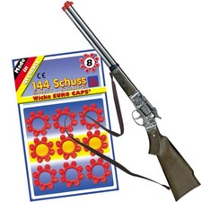 Cowboy Gewehr 62 cm lang Silberbüchse inkl. 144 Schuss-Munition