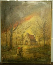 Antik alt Öl /Lw ( Arthur Hellebaut ) Impressionist Original