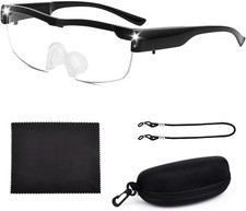 Lese Lupenbrille,300% Vergrößerungsbrille,Vergrößerungsbrille Mit 2 LED Lichts,L