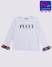 UVP121€ EMILIO PUCCI Kinder T-Shirt Top Gr.10Y Logo Rüschen Bündchen Made in Italy