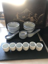 Chinageschirr Blau Drache Reiskorn - Schalen , Schüsseln, Teetassen  40 Teilig  