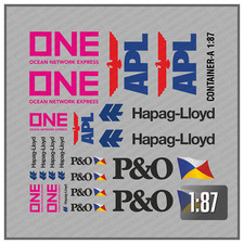 Waterslide Decal 1:87 SPUR H0  -  Container Eisenbahn Modellbahn See - Set A