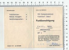 DDR Ausweis Funkerberechtigung