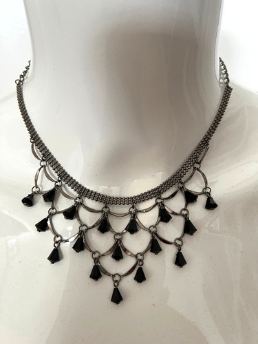 Schwarzes perlen collier - schwarzes, collier/