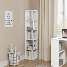 5 offenen Fächern Eckregal Bücherregal stehend  Regal Ecke Standregal Weiß 040wh