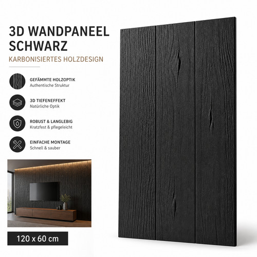 Wandpaneel schwarz 120 60 - wandpaneel,