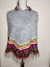 Alpaka Poncho Umhang Herren Damen Unisex Alpaca Lama Peru Strickjacke Wolle 953