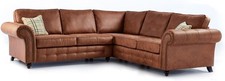 Hellbraunes L-förmiges 5-Sitzer Sofa - Leder Chesterfield Eckcouch