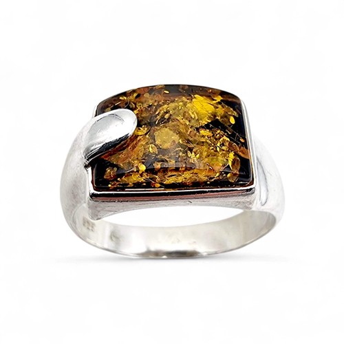 Vintage silber bernsteinring - vintage,