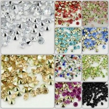100 Strasssteine 3 mm Strass Diamantenform Chaton Spitzkegel Deko Auswahl