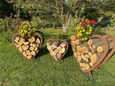  Holz Regal  Gartendeko Edelrost Herz aus Metall Terrasse  Dekoration für Garten