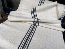 Ballen handgewebtes altes Fischgrät Leinen  300/56 cm mit schwarz Mittelstreifen