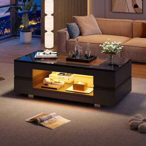 Schwarz led couchtisch - schwarz, led-couchtisch