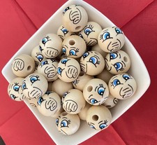 5 Stück Holzperlen Holzköpfe