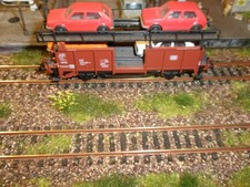 Fleischmann-H0-5225 - Autotransport-Wagen-DB-mit 4xVW Golf-guter Zustand-OVP