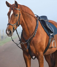 Horseware Micklem Brustplatte mit Martingale ergonomisch Gummizug Leder NEU