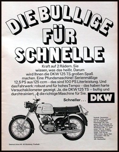 Dkw 125 originale werbung - dkw, ts,