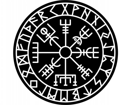 Aufkleber vegvisir mit runen - aufkleber,