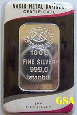 NADIR SILBER METALL - SILBERBARREN - ANLAGE METALL 