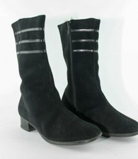 Damenstiefel Lederstiefel schwarz Wildleder gefüttert 60er TRUE VINTAGE  Stiefel