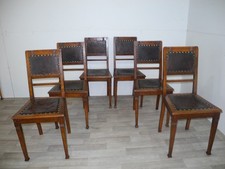 6er Satz Esszimmer Stühle Jugendstil  antik alte Nikolaischule Leder Nußbaum
