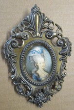 Kleine Bilder Seidenbild Messingrahmen made Italy aus 11 X 7,5cm.