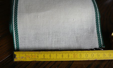 Stickband - Leinen -  natur - mit grünem Rand, 15 cm breit